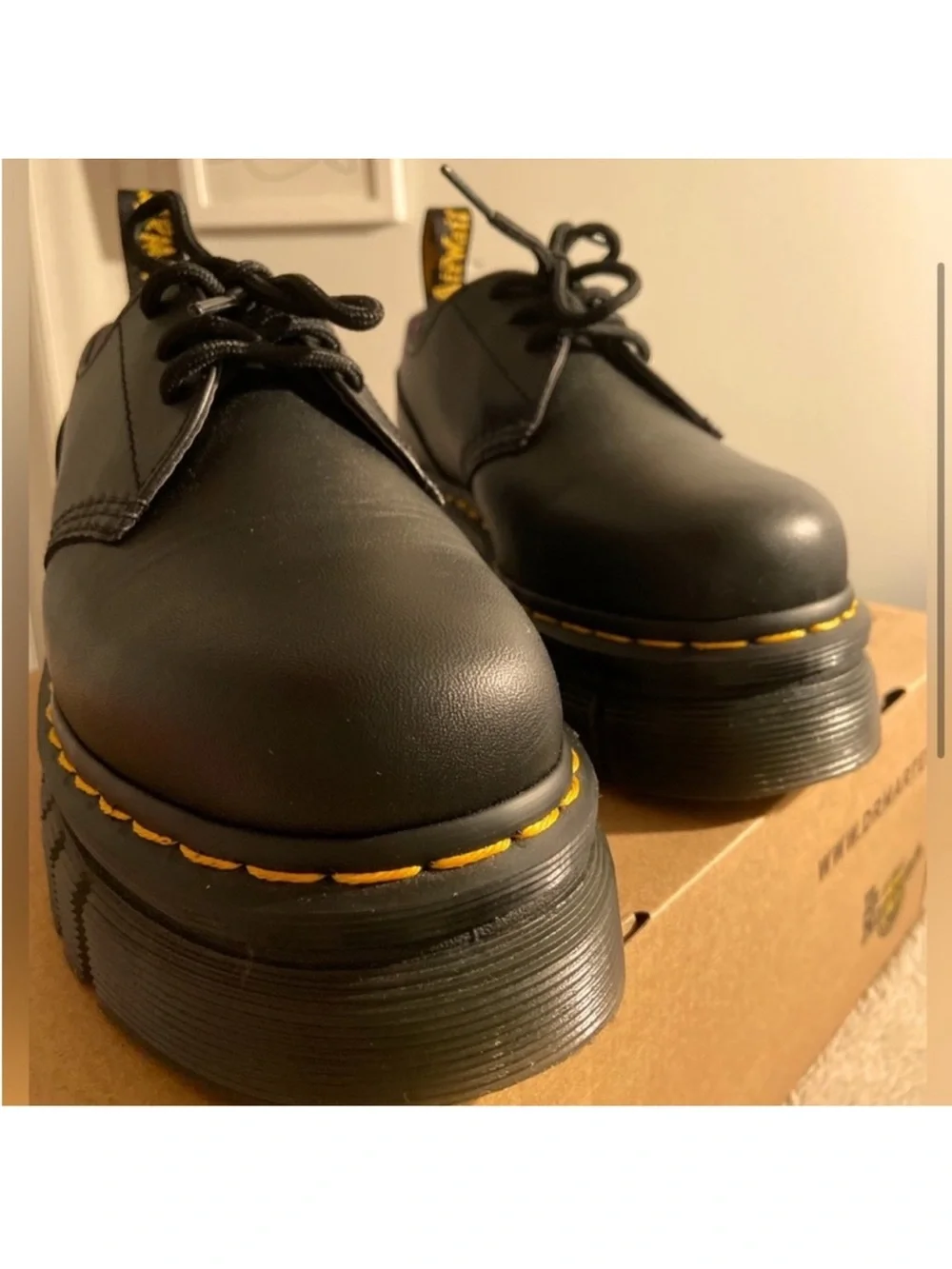 Dr. Martens Audrick Black Leather Chunky Platform Lace-Up Shoes